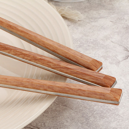 Stainless Steel Imitation Wooden Handle Cutlery Set