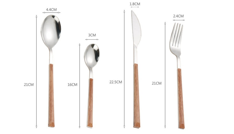 Stainless Steel Imitation Wooden Handle Cutlery Set