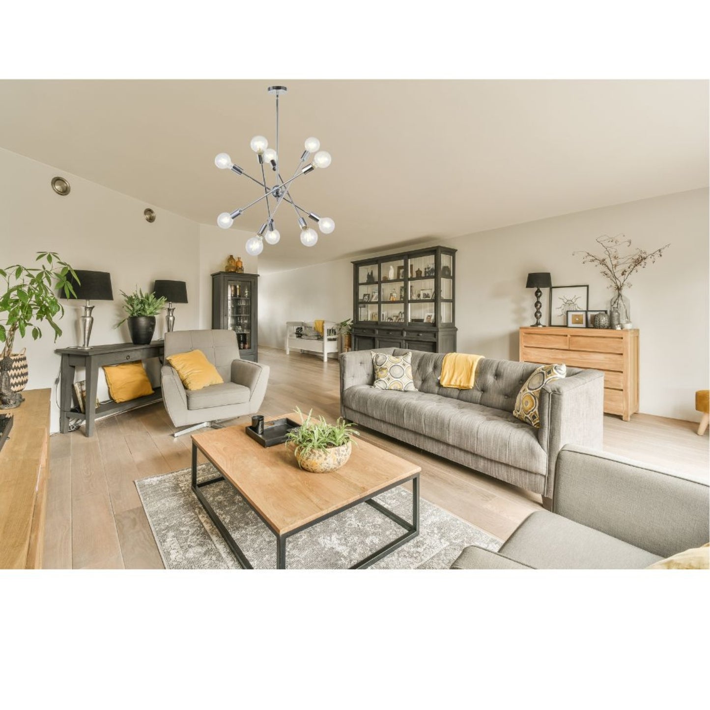 Modern Sputnik Chandelier Lighting 10 Lights With Adjustable Arms Chrome Pendant Lighting